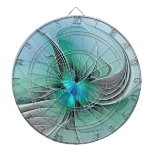 Abstract With Blue, Modern Fractal Art Dartboard