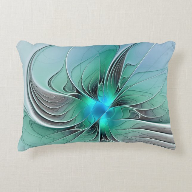 Abstract With Blue, Modern Fractal Art Decorative Cushion (Front)