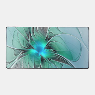 Abstract With Blue, Modern Fractal Art Desk Mat