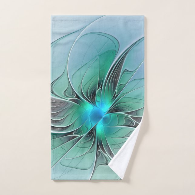 Abstract With Blue, Modern Fractal Art Hand Towel (Hand Towel)