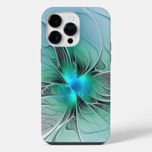 Abstract With Blue, Modern Fractal Art iPhone 14 Pro Max Case
