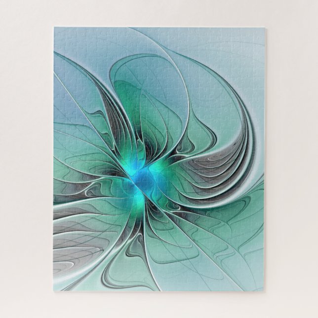 Abstract With Blue, Modern Fractal Art Jigsaw Puzzle (Vertical)