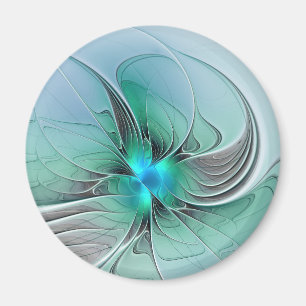 Abstract With Blue, Modern Fractal Art Magnet