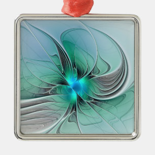Abstract With Blue, Modern Fractal Art Metal Tree Decoration