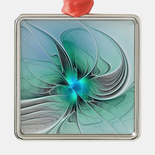Abstract With Blue, Modern Fractal Art Metal Tree Decoration (Front)