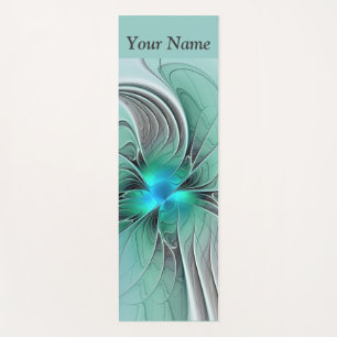 Abstract With Blue, Modern Fractal Art Name Yoga Mat