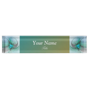 Abstract With Blue, Modern Fractal Art Nameplate