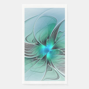 Abstract With Blue, Modern Fractal Art Napkin