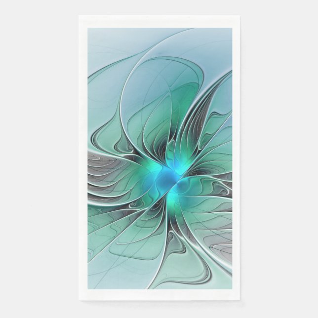 Abstract With Blue, Modern Fractal Art Napkin (Front)