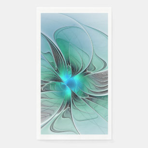 Abstract With Blue, Modern Fractal Art Napkin