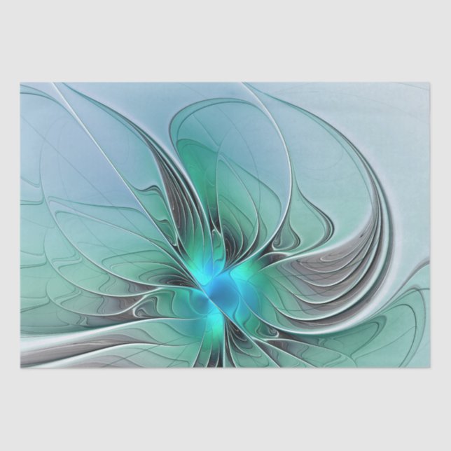 Abstract With Blue, Modern Fractal Art Tissue Paper (Front)