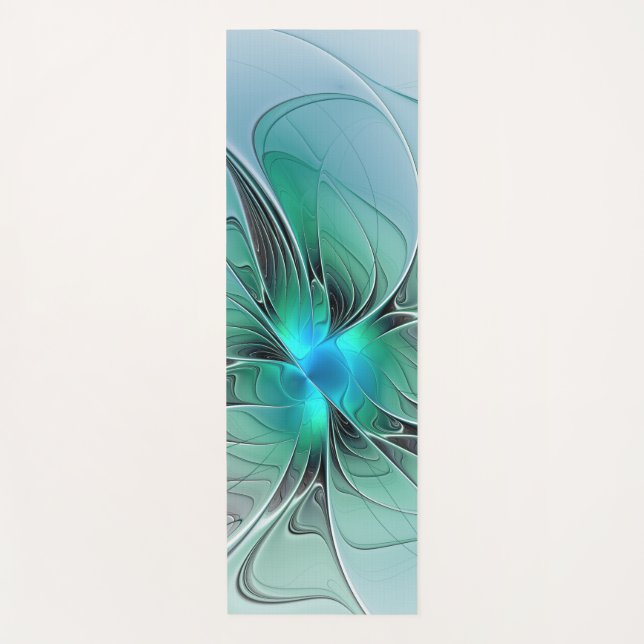 Abstract With Blue, Modern Fractal Art Yoga Mat (Front)