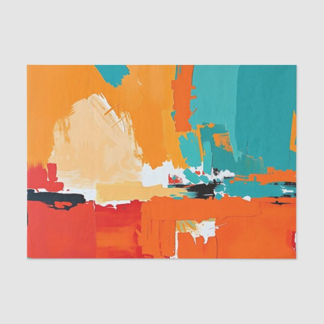 Abstract with Bold Brushstrokes and Warm Orange  Tissue Paper (Front)
