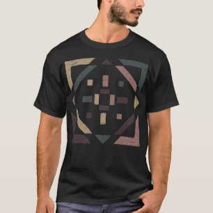 Abstract With Earth Tones - Distressed Geometry T-Shirt
