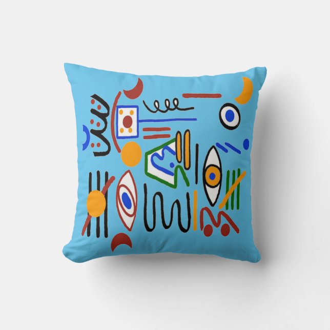 Abstract With Lines & Dots Throw Pillow (Front)