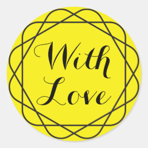 Abstract With Love Yellow And Black Circle Classic Round Sticker