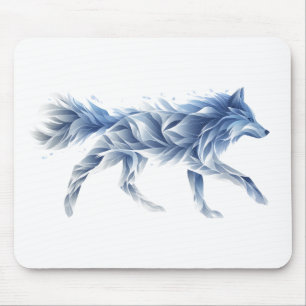 Abstract Wolf Art: Geometric Animal Illustration Mouse Pad