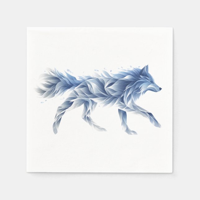 Abstract Wolf Art: Geometric Animal Illustration Napkin (Front)