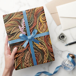 Abstract Wolf Head Earth Tone Wrapping Paper