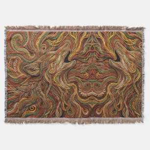 Abstract Wolf Silhouette Earth Tone Blankets