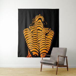 Abstract Woman Expressive Modern Silhouette Tapestry