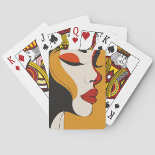 Abstract woman face art playing cards