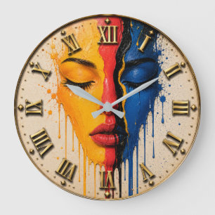 Abstract Woman Face Modern Pop Art Portrait Large Clock