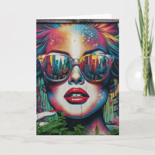 Abstract Woman in Sunglasses Ai Art Blank Card