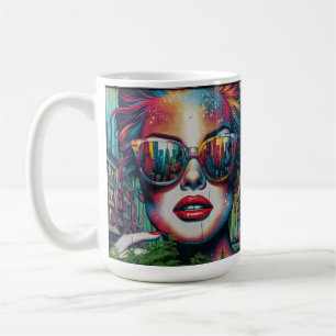 Abstract Woman in Sunglasses Ai Art Coffee Mug