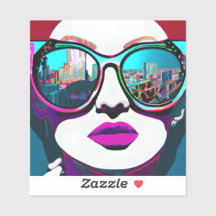 Abstract Woman in Sunglasses with City Reflection