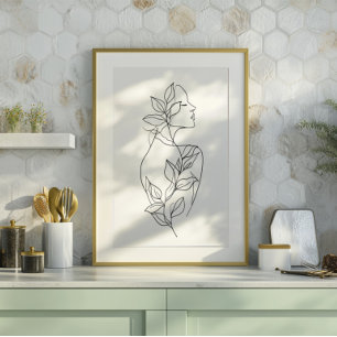 Abstract Woman Line Art Botanical Minimalist Neu Canvas Print