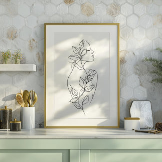 Abstract Woman Line Art | Botanical Minimalist Neu Canvas Print