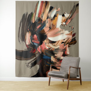 Abstract Woman Portrait Colourful Brushstroke Expr Tapestry