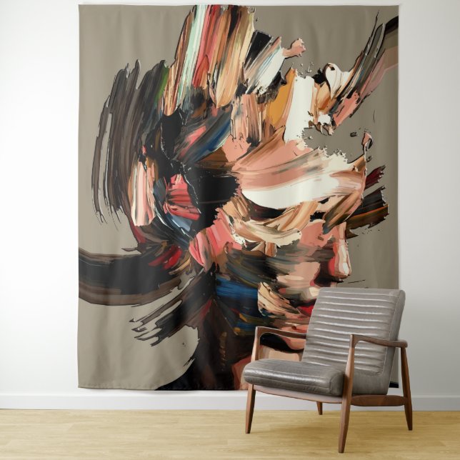 Abstract Woman Portrait Colourful Brushstroke Expr Tapestry (In Situ)