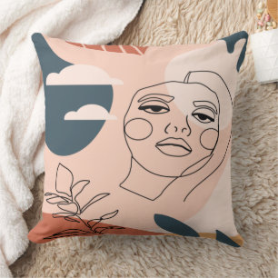 Abstract Woman Portrait Line Art Cushion