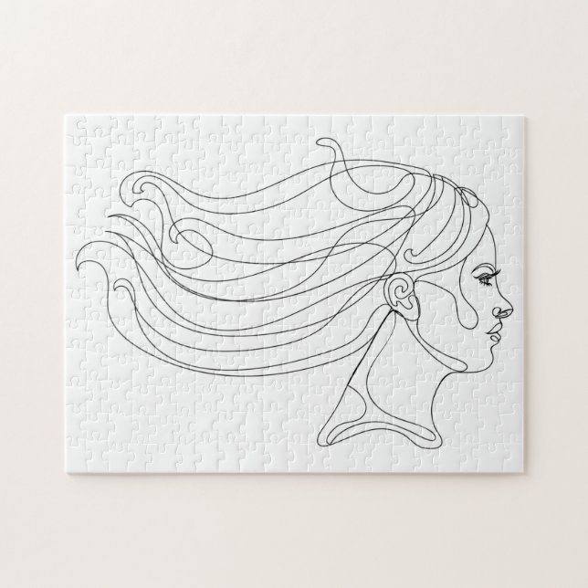 Abstract woman portrait, Modern line art Jigsaw Puzzle (Horizontal)