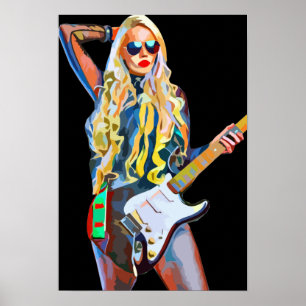 Abstract Woman Rocker Chick Musician Music Art Poster