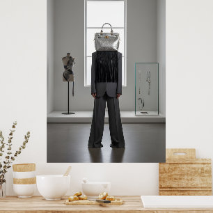 Abstract woman with bag on head poster