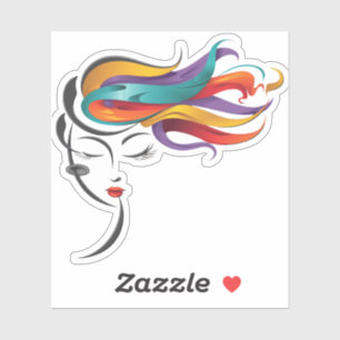 Abstract Woman with Colourful Flowing Hair Art