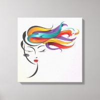 Abstract Woman with Colourful Flowing Hair Art