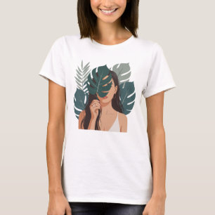 Abstract Woman With Monstera Plant T-Shirt