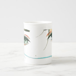 abstract women face bone china mug
