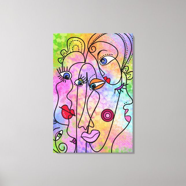 Abstract Women Face Canvas Print Cubism Style (Front)
