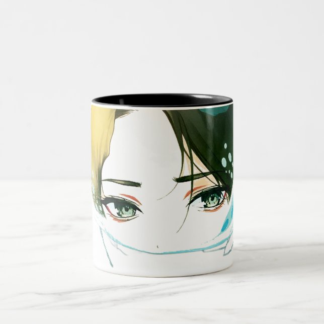 abstract women face Two-Tone coffee mug (Center)