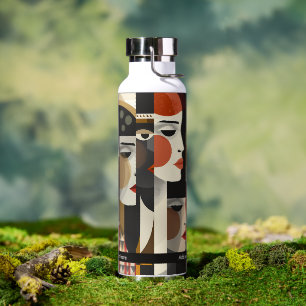 Abstract Women Faces Artistic Illustration Water Bottle