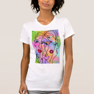 Abstract Women Faces Moods - Cubism Style Drawing  T-Shirt