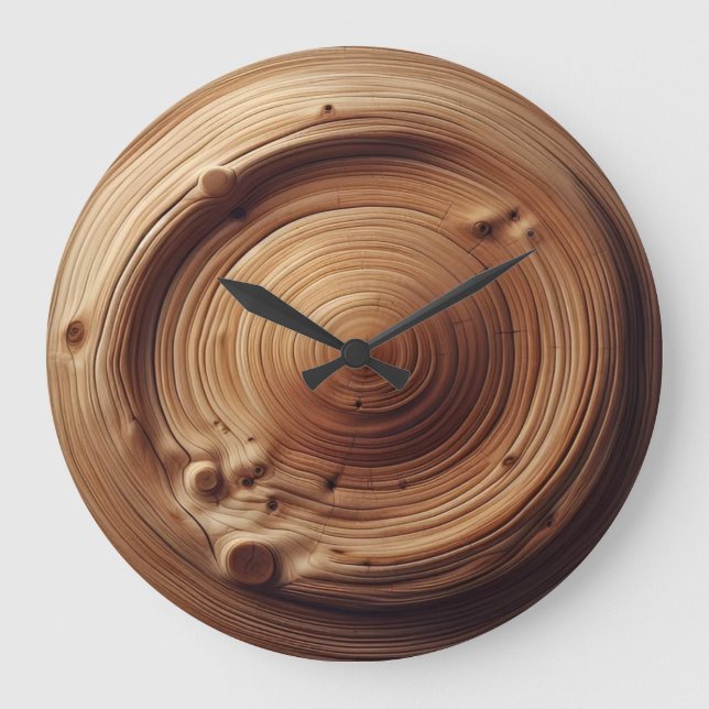 Abstract Wood Art Design Texture Large Clock (Front)