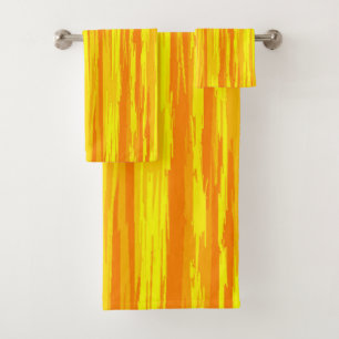 Abstract Wood Texture Orange And Yellow  Bath Towel Set