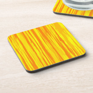 Abstract Wood Texture Orange And Yellow Coaster