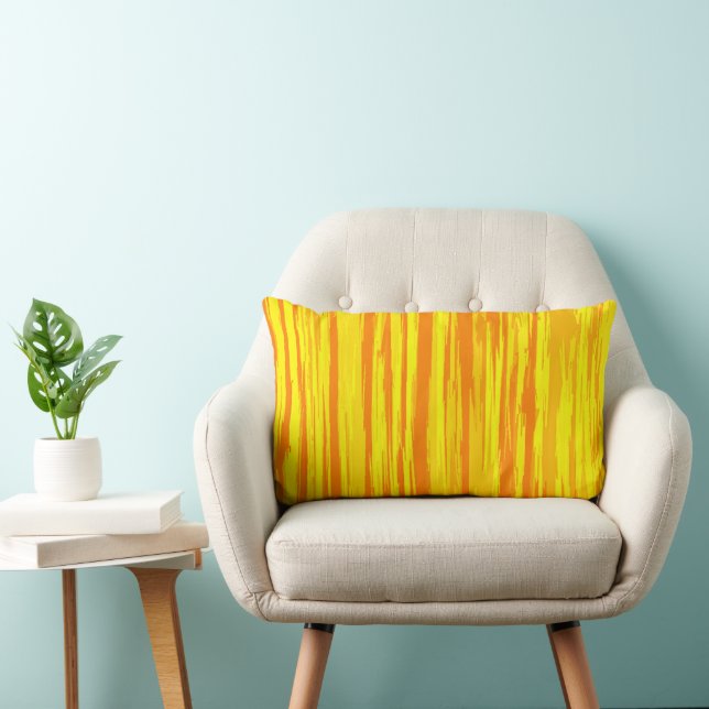 Abstract Wood Texture Orange And Yellow  Lumbar Cushion (Chair)